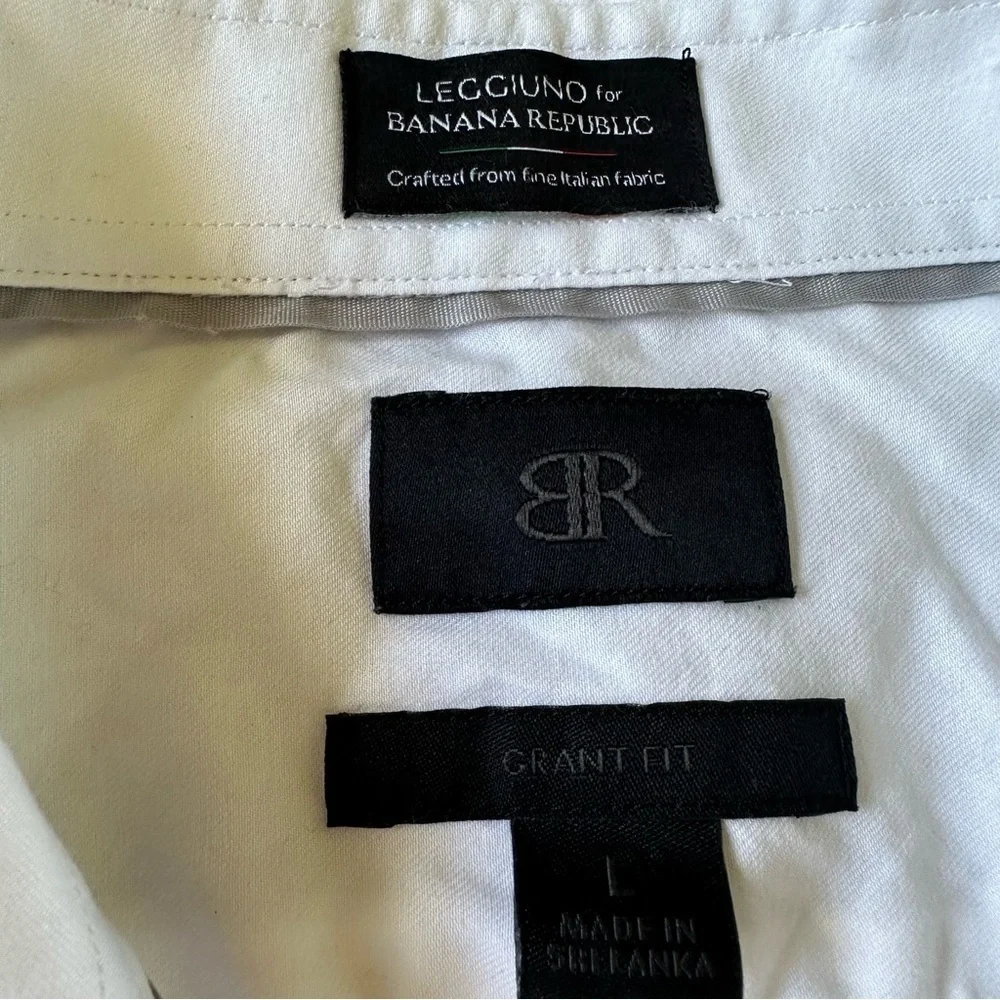 Banana Republic Men’s Grant Fit Fine Italian Fabric White Classic Shirt Sz L